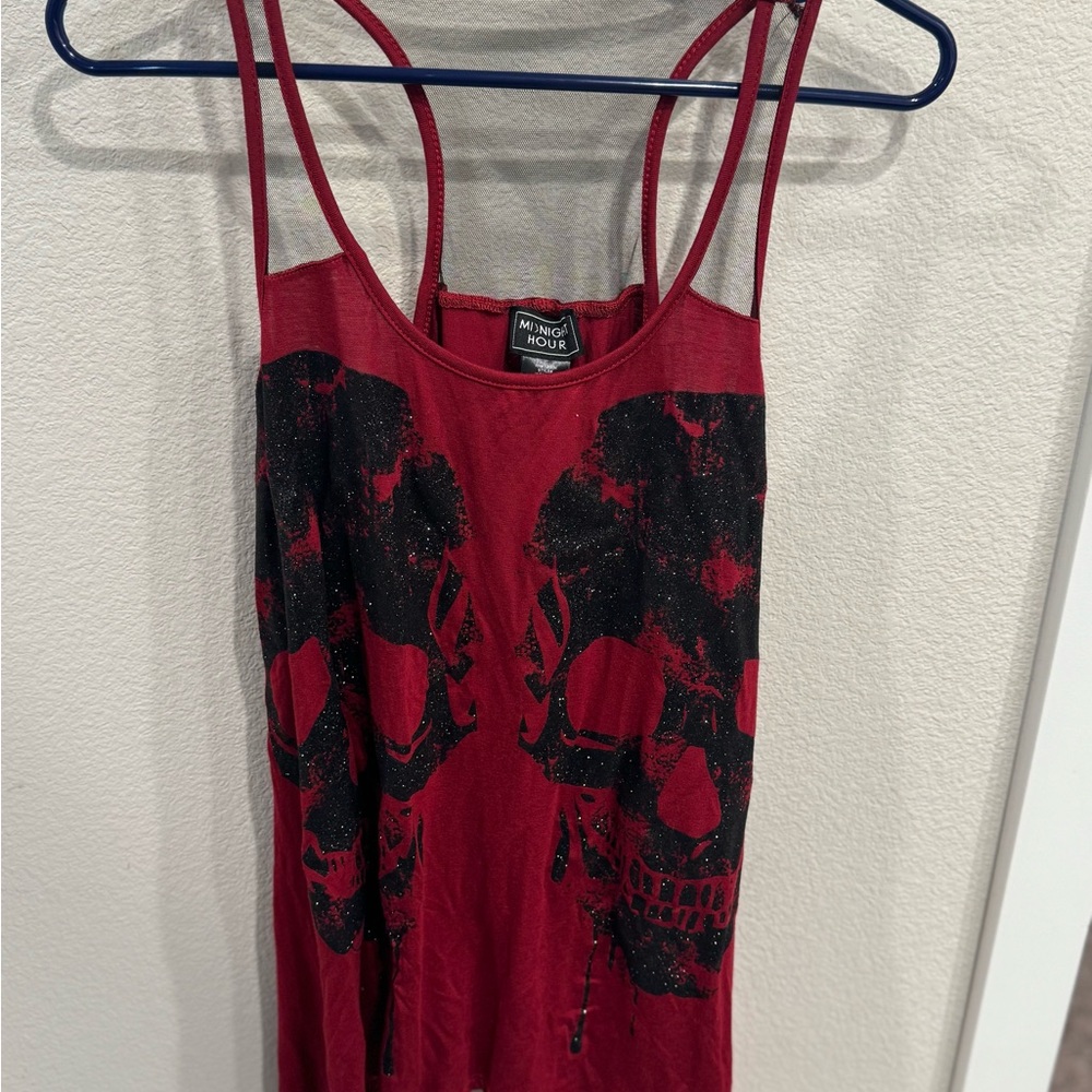 Hot Topic Red and Black Skull Tank Top